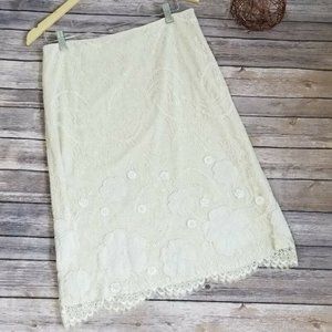 Badgley Mischka Ivory Lace Beaded Skirt